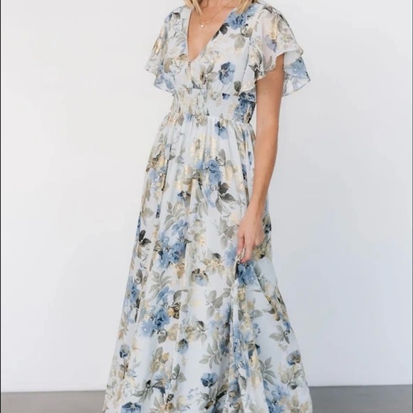 Baltic Born Dresses & Skirts - Baltic Born Blue and Gold Floral Maxi Dress